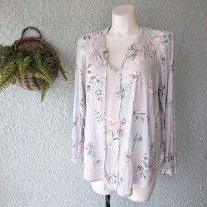 Torrid Gathered Keyhole Neckline Lilac Floral‎ Peasant Tunic Blouse Top Size 2X